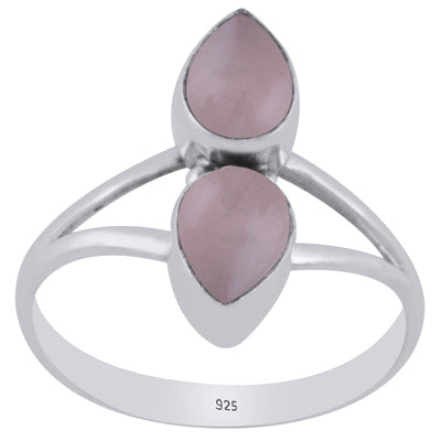 Beautiful Multiple Gemstone Rose Quartz Pear Shape 925 Sterling Solid Silver Ring - R3403477-13
