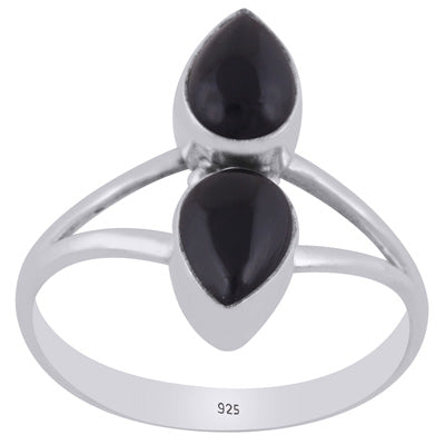 Beautiful Multiple Gemstone Black Onyx Pear Shape 925 Sterling Solid Silver Ring - R3403477-14