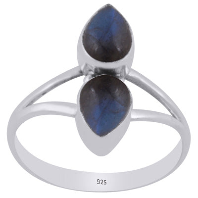 Beautiful Multiple Gemstone Labradorite Pear Shape 925 Sterling Solid Silver Ring - R3403477-5