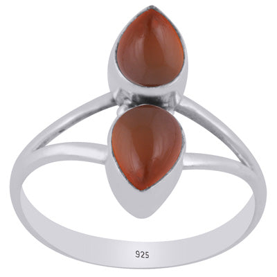 Beautiful Multiple Gemstone Carnelian Pear Shape 925 Sterling Solid Silver Ring - R3403477-7