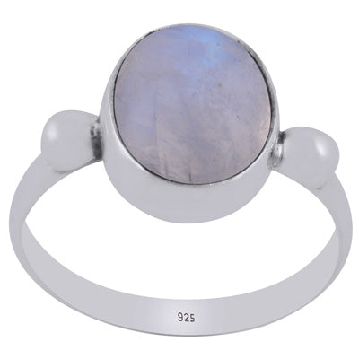 Stunning Handcrafted Work Around Rainbow Moonstone Oval Shape 925 Sterling Solid Silver Ring - R3403478-4