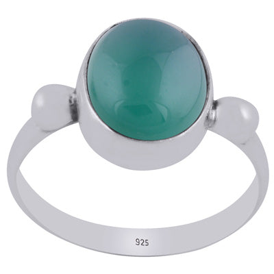 Stunning Handcrafted Work Around Green Onyx Oval Shape 925 Sterling Solid Silver Ring - R3403478-8