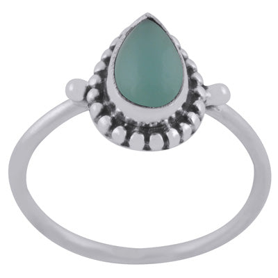 Alluring Rawa Work Around Aqua Chalcedony Pear Shape 925 Sterling Solid Silver Ring - R3403481-10
