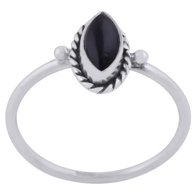 Classic Wire Work Around Black Onyx Marquise Shape 925 Sterling Solid Silver Ring - R3403483-14