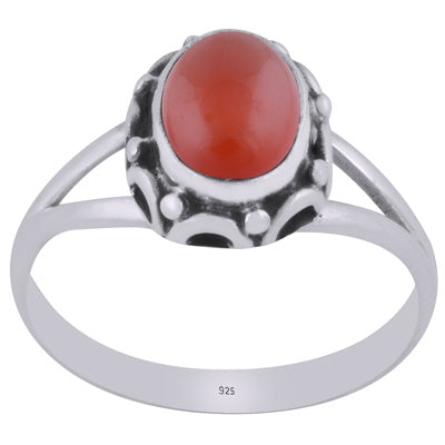 Alluring Handcrafted Work Around Carnelian Oval Shape 925 Sterling Solid Silver Ring - R3403485-7