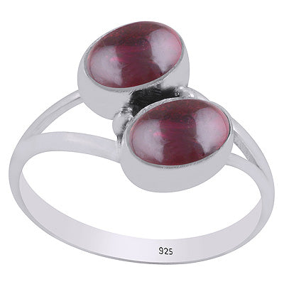 Gorgeous Two Stone Garnet Oval Shape 925 Sterling Solid Silver Rings - R3403487-2