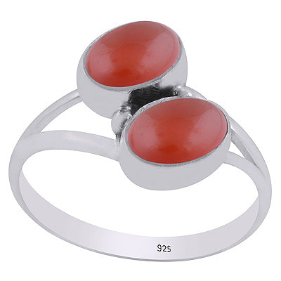Gorgeous Two Stone Carnelian Oval Shape 925 Sterling Solid Silver Rings - R3403487-7
