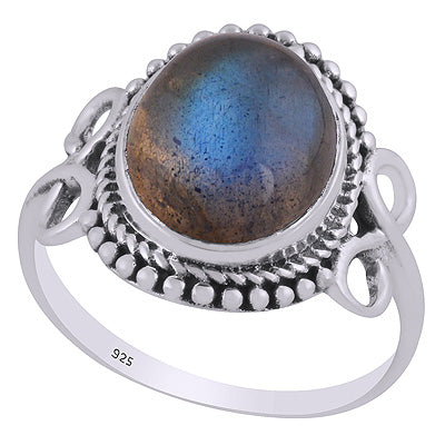 Stunning Handcrafted Rawa & Twisted Wire Work Around Labradorite Oval Shape 925 Sterling Solid Silver Ring - R3403492-5