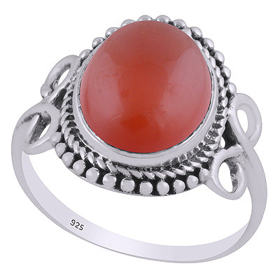 Stunning Handcrafted Rawa & Twisted Wire Work Around Carnelian Oval Shape 925 Sterling Solid Silver Ring - R3403492-7