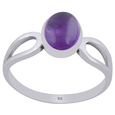 Stunning Shank Around Amethyst Oval Shape 925 Sterling Solid Silver Ring - R3403495-1