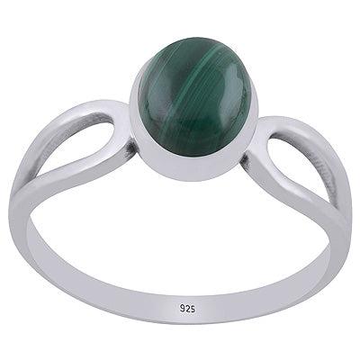 Stunning Shank Around Malachite Oval Shape 925 Sterling Solid Silver Ring - R3403495-12
