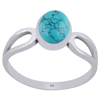 Stunning Shank Around Turquoise Oval Shape 925 Sterling Solid Silver Ring - R3403495-3