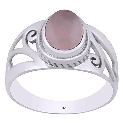 Gorgeous Cut out work Around Rose Quartz Oval Shape 925 Sterling Solid Silver Ring - R3403497-13