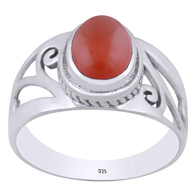 Gorgeous Cut out work Around Carnelian Oval Shape 925 Sterling Solid Silver Ring - R3403497-7