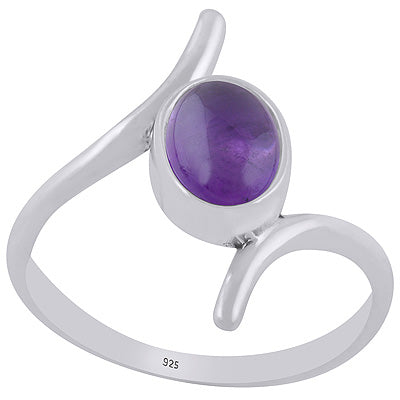 Alluring Shank Around Amethyst Oval Shape 925 Sterling Solid Silver Ring - R3403500-1