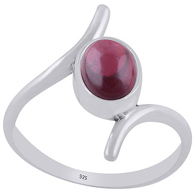 Alluring Shank Around Garnet Oval Shape 925 Sterling Solid Silver Ring - R3403500-2