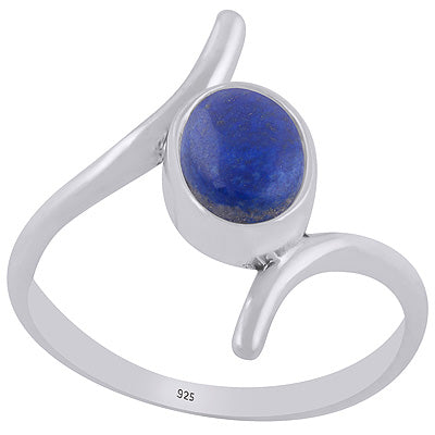 Alluring Shank Around Lapis Oval Shape 925 Sterling Solid Silver Ring - R3403500-6