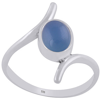 Alluring Shank Around Blue Chalcedony Oval Shape 925 Sterling Solid Silver Ring - R3403500-9