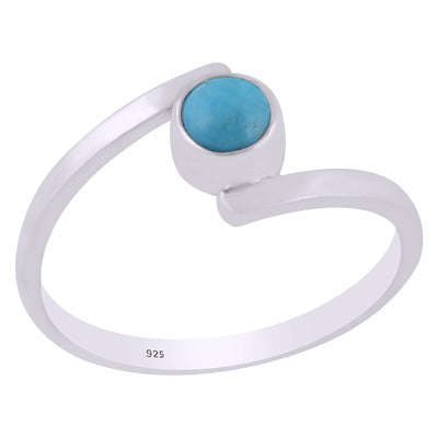 Beautiful Stylish Shank Around Arizona Turquoise Round Shape 925 Sterling Solid Silver Ring - R3403513-1