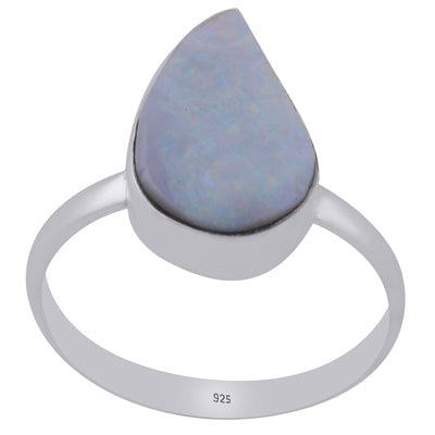Plain Collet Natural Australian Opal Doublet Fancy Shape 925 Sterling Solid Silver Ring - R3403516-16