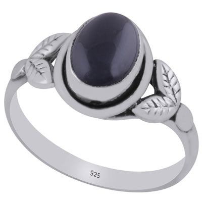 Gorgeous Handcrafted Pattern Around Black Onyx Oval Shape 925 Sterling Solid Silver Ring - R3403524-14