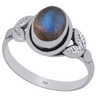 Gorgeous Handcrafted Pattern Around Labradorite Oval Shape 925 Sterling Solid Silver Ring - R3403524-5