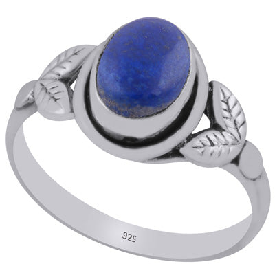 Gorgeous Handcrafted Pattern Around Lapis Oval Shape 925 Sterling Solid Silver Ring - R3403524-6