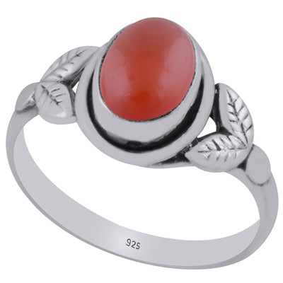 Gorgeous Handcrafted Pattern Around Carnelian Oval Shape 925 Sterling Solid Silver Ring - R3403524-7