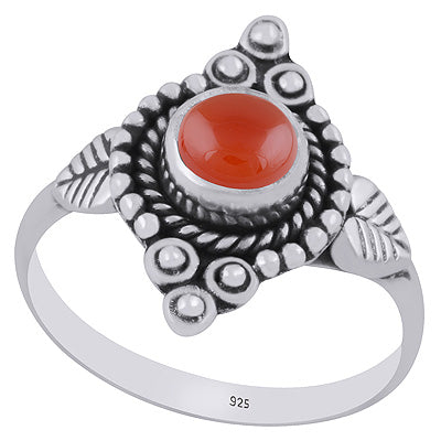 Stunning Twisted Wire & Rawa Work Around Carnelian Round Shape 925 Sterling Solid Silver Ring - R3403525-7