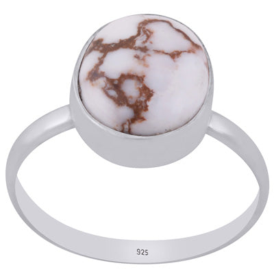 Gorgeous Plain Collet Natural Wild Horse Jasper Oval Shape 925 Sterling Solid Silver Ring - R3403528-5