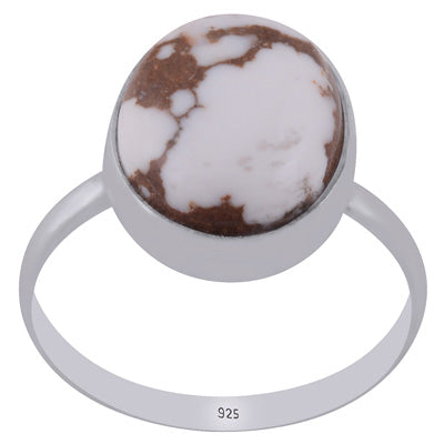 Gorgeous Plain Collet Natural Wild Horse Jasper Oval Shape 925 Sterling Solid Silver Ring - R3403528-6