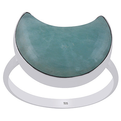 Alluring Crescent Gemstone Amazonite Moon Shape 925 Sterling Solid Silver Ring - R3403530-14