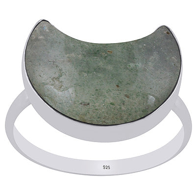 Alluring Crescent Gemstone Green Aventurine Moon Shape 925 Sterling Solid Silver Ring - R3403530-16