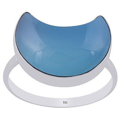 Alluring Crescent Gemstone Blue Chalcedony Moon Shape 925 Sterling Solid Silver Ring - R3403530-8