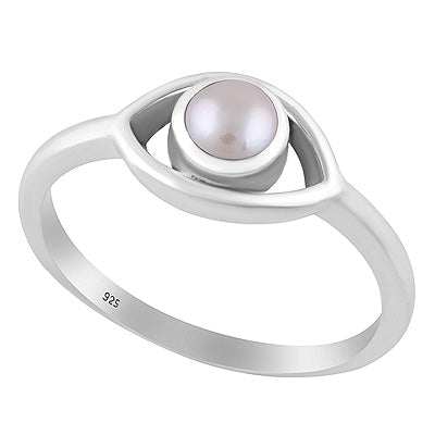 Gorgeous Handcrafted Eye Around Pearl Round Shape 925 Sterling Solid Silver Ring - R3403536-15