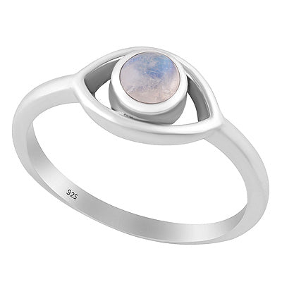 Gorgeous Handcrafted Eye Around Rainbow Moonstone Round Shape 925 Sterling Solid Silver Ring - R3403536-4