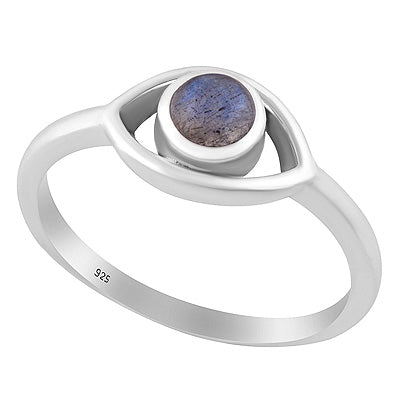 Gorgeous Handcrafted Eye Around Labradorite Round Shape 925 Sterling Solid Silver Ring - R3403536-5