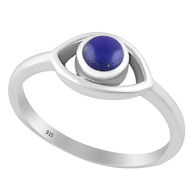 Gorgeous Handcrafted Eye Around Lapis Round Shape 925 Sterling Solid Silver Ring - R3403536-6