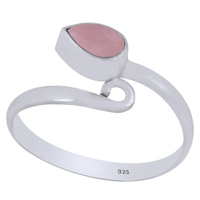 Alluring Minimal Rose Quartz Pear Shape 925 Sterling Solid Silver Ring - R3403537-13