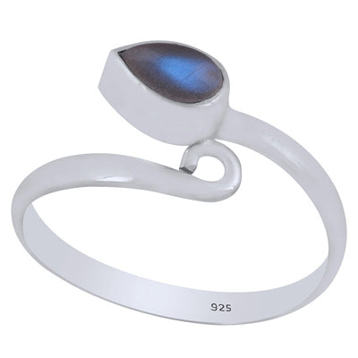 Alluring Minimal Labradorite Pear Shape 925 Sterling Solid Silver Ring - R3403537-5