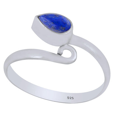Alluring Minimal Lapis Pear Shape 925 Sterling Solid Silver Ring - R3403537-6