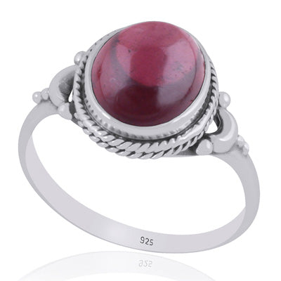 Alluring Crescent Moon Around Garnet Oval Shape 925 Sterling Solid Silver Ring - R3403538-2