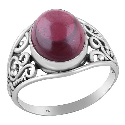 Gorgeous Wire & Rawa Work Around Garnet Oval Shape 925 Sterling Solid Silver Ring - R3403542-2