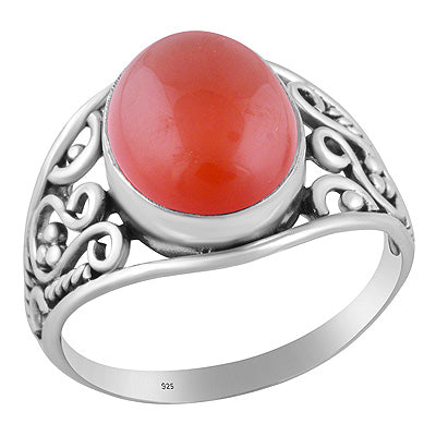 Gorgeous Wire & Rawa Work Around Carnelian Oval Shape 925 Sterling Solid Silver Ring - R3403542-7