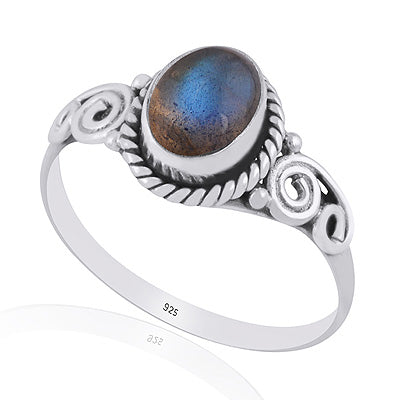 Gorgeous Textured Wire Work Around Labradorite Oval Shape 925 Sterling Solid Silver Ring - R3403545-5