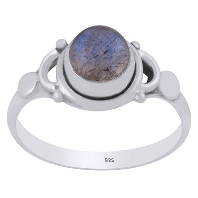 Beautiful Handwork Around Labradorite Round Shape 925 Sterling Solid Silver Ring - R3403549-5