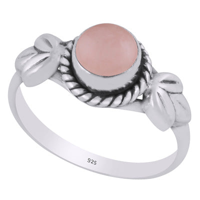 Alluring Twisted Wire Work Around Rose Quartz Round Shape 925 Sterling Solid Silver Ring - R3403550-13