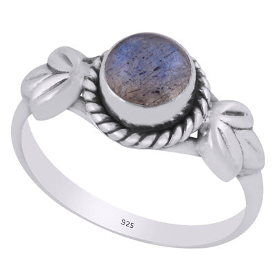 Alluring Twisted Wire Work Around Labradorite Round Shape 925 Sterling Solid Silver Ring - R3403550-5