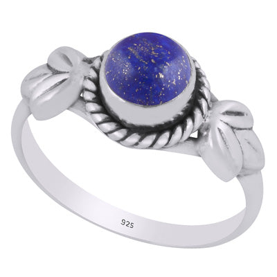 Alluring Twisted Wire Work Around Lapis Round Shape 925 Sterling Solid Silver Ring - R3403550-6