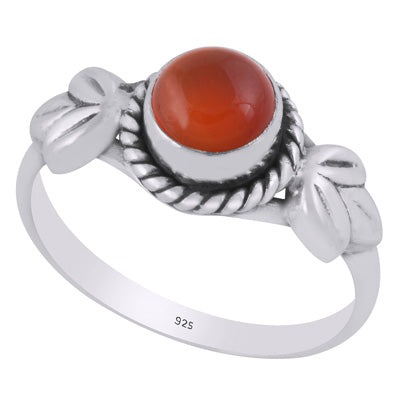 Alluring Twisted Wire Work Around Carnelian Round Shape 925 Sterling Solid Silver Ring - R3403550-7